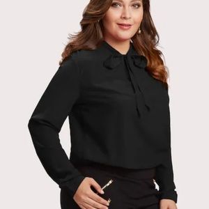 Plus Tie Neck Chiffon Top